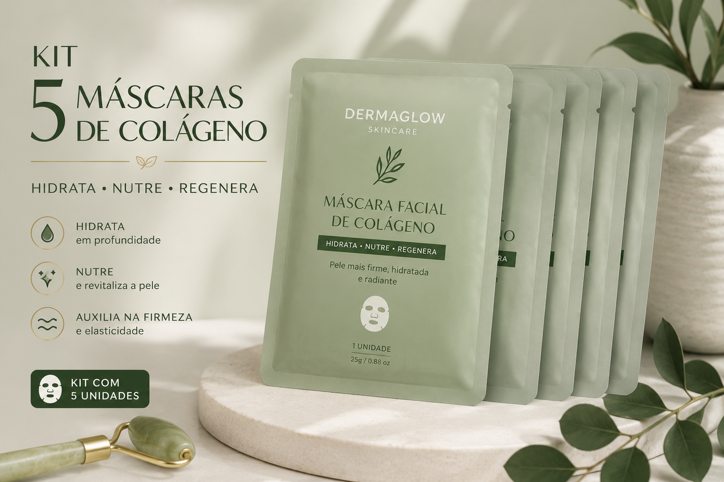 Kit 5 Máscaras Faciais de Colágeno
